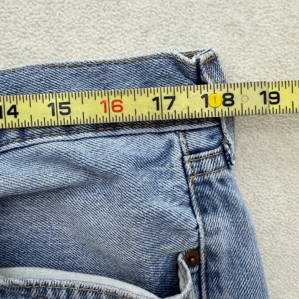 Levi's 505 Mens W38 L32 Blue Denim Jeans‎ Distressed Hole Casual